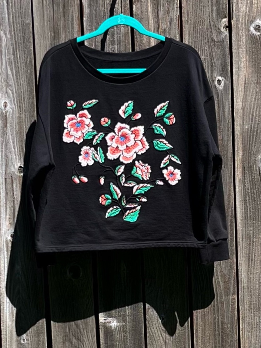 Black floral embroidered sweatshirt size medium